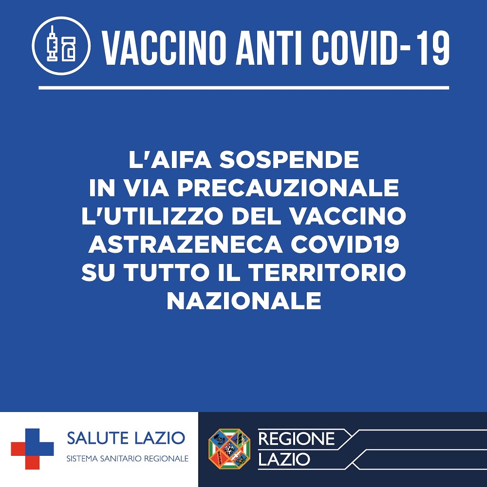 AIFA sospende in via precauzionale e temporanea la somministrazione del  vaccino AstraZeneca in Italia. - ASL ROMA 4