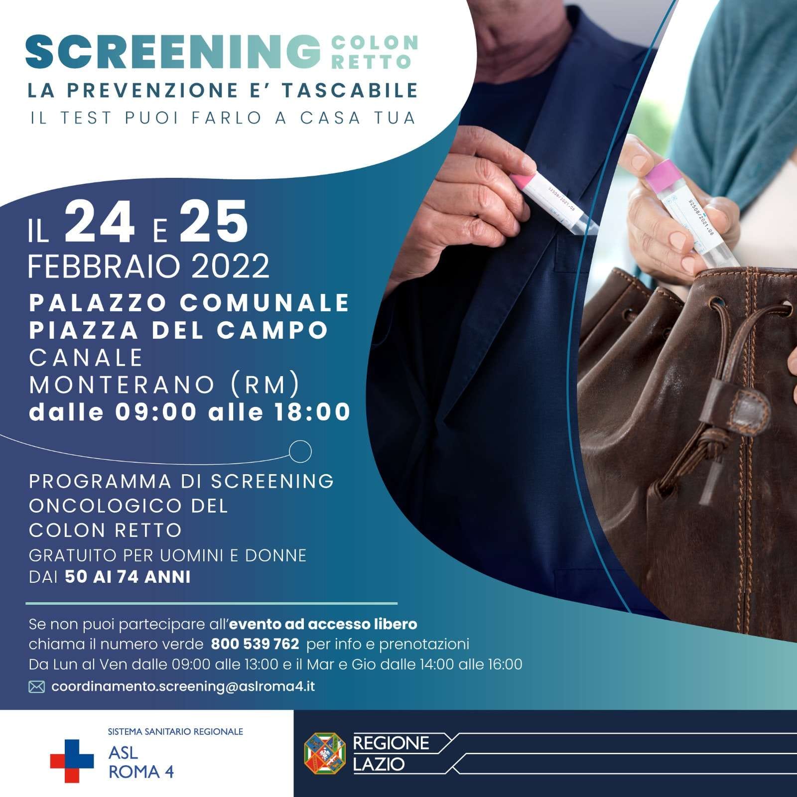 screening gratuito colon retto canale monterano