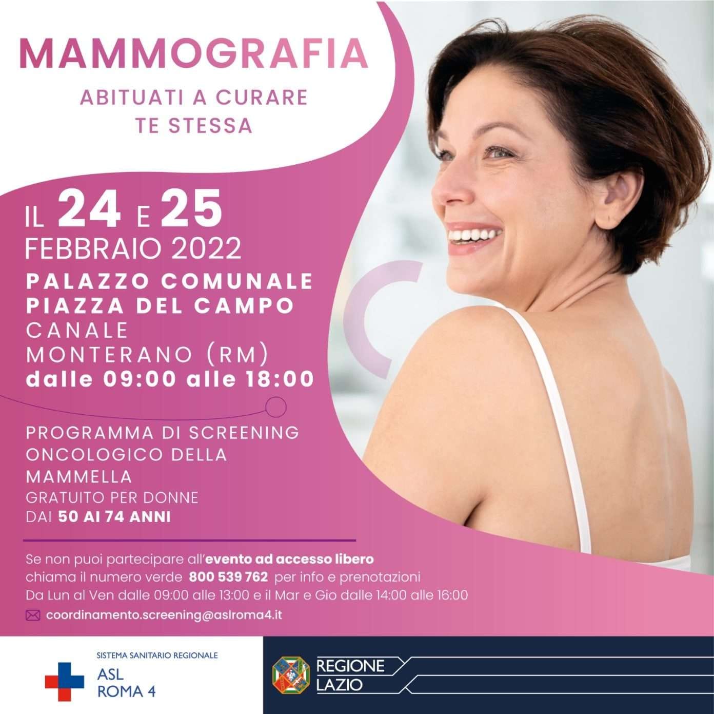 screening gratuito mammografia canale monterano